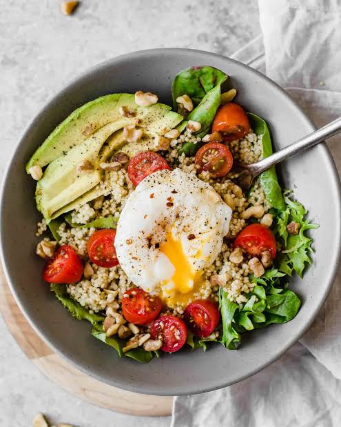 Fresh green vegetable salad with avocado